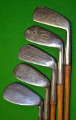 Half set of playable clubs including an Anderson iron, the master `four iron`, Cardinal mashie, a