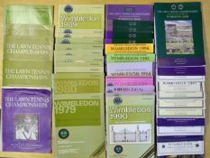 Collection of Wimbledon Lawn Tennis Final programmes from 1966 onwards â€“ to incl a complete run of