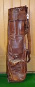 Douglas Product "Pro" medium size leather golf bag c/w large combination side pocket for balls and