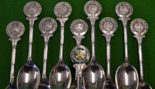 9x Handsworth Golf Club silver tea spoons c. 1950s â€“ all hallmarked Birmingham â€“ awarded to