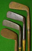 4 x assorted iron/putters to incl Winton niblick, a Spalding Crescent model goose neck putter, a