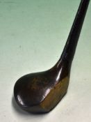 A Aitken Gullane late scare neck dark stained persimmon driver â€“ c/w makers shaft stamp just below