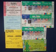 Selection of 1990s Onward Rugby World Cup Match Tickets â€“ with Wales v Argentina ticket signed (