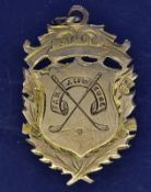 1898 Far & Sure 9ct gold golf medal â€“ the obverse is engraved with the Far and Sure banner and