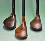 3x good late scare neck persimmon brassies â€“ stamped Hazlehurst Windermere, D Wilson Wimbledon