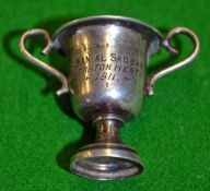 1911 miniature silver golfing trophy â€“ hallmarked Birmingham and engraved Hasan Al Sabbah â€“