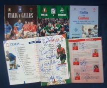 4 x Wales v Ireland Signed Rugby Programmes â€“ to include at Treviso on 20/03/99 (22 signatures),