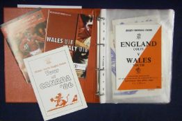 Collection of 1970s Onward Wales Youth/Schools International Rugby Programmes â€“ to include v