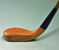 Fine R Simpson Carnoustie long nose golden beech wood putter showing the patent Spalding