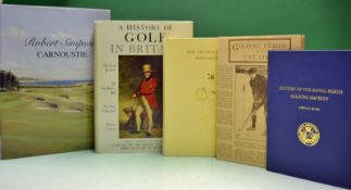 Golf Club Histories (6) â€“ to incl "Robert Simpson â€“ Carnoustie" by Mishler c/w d/g(VG), "A