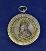 1902 Carnoustie Coronation Golf Trophy yellow metal medal â€“ the obverse is embossed with H.M. King