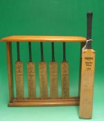5 x Miniature Gunn & Moore Nottingham Cricket Bats â€“ all facsimile signed, consisting of India