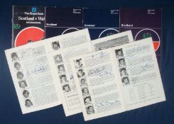 Selection of 1970/80s Scotland v Wales Signed Rugby Programmes â€“ all played at Murrayfield