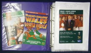 Collection of 1990s Onward Wales v South Africa Signed Rugby Programmes â€“ both (H) and (A), with