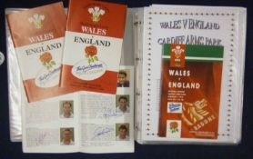 Collection of 1980s Onward Wales v England Signed Rugby Programmes â€“ majority played in Wales,