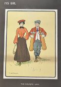 Venner, Victor (After) "HIS GIRL - THE GOLFER`S LINK" original period colour lithograph â€“