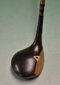 Fine Gibson "Monarch" large persimmon socket head spoon with a "H" shaped nickel plated sole and