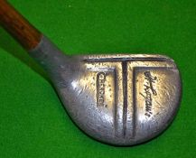 Interesting H Logan`s `Cherokee` wide soled Alloy mallet head putter with T bar aiming line with