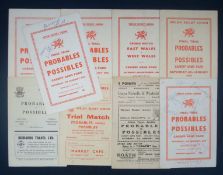 Selection of 1950-70s Welsh Rugby Trial Matches between Probables v Possibles Some Signedâ€“