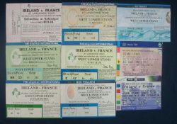 9 x 1983 Onwards Ireland v France Rugby Match Tickets â€“ mostly played in Ireland to include 19/