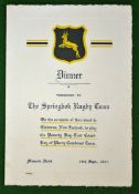 Rare 1937 South Africa Springbok Rugby tour to New Zealand Dinner Menu â€“ held on 18th September at