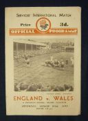 Rare 1943 England v Wales Services Rugby Match Programme â€“ played on 20/05/43 at Kingsholm