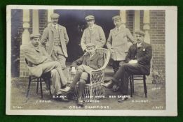 Rare "Golf Champions" postcard c. 1900s â€“ titled and featuring group photograph of J. Braid, H