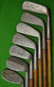 7x Playable Hickory iron set to include a cleek, a Winton iron, an ACM C model mid iron, a