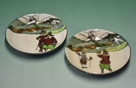 2x Royal Doulton golfing series ware tea saucers - both decorated with Crombie style golfing figures