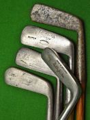 5x Assorted blade putters to include 2 x Bent neck, 1 x showing the Stewart pipe mark, and a