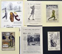 Collection of early golf related advertisements from the 1890s onwards to incl Burberrys Golf Coats,