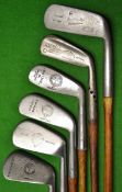 Half set of playable clubs with 5 x irons including a Maxwell cleek with flanged sole, 4 x Range