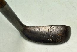 Brown Vardon `Medder` stamped elliptical hosel mallet head putter by Gibson Kinghorn showing the