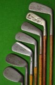7x Assorted clubs including a never rust cleek, a Forgan Maxwell mashie, a Spalding hammer brand