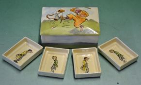 Scarce Royal Doulton "Bateman" golfing series ware trinket box with fitted trays c1930s â€“
