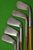 4x smf irons including 2x mashie irons, stamped JH Taylor autograph, an Andrew Forgan Glasgow