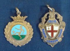 1912 Silver and Enamel North London League Football Medal â€“ silver hallmark to rear with FC Nawton