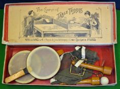 Vic table tennis set and box by Williams & Co Paris â€“ to incl 2x original vellum table tennis
