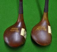 2x early Tom Morris Stamped to the crown woods c. 1930 â€“ fitted with ivorine face inserts with