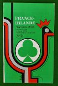 1978 France v Ireland Rugby Programme â€“ played on 18/01/78 at Parc des Princes, with minor wear to