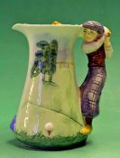 Late "Burleigh ware" golf small milk jug â€“ a pastel green, blue and white decorative bowl of a