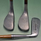 3 x Putters including a Braid Mills Alloy mallet head model - with sound hosel and a Spalding `