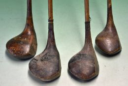 4x good size socket head woods to incl Plus Striped top driver and spoon, McEwan Formby spoon, and a