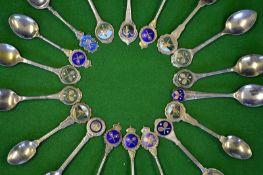 18x various Tennis silver plated and enamel tea spoons â€“ to incl one silver hallmarked â€“ all