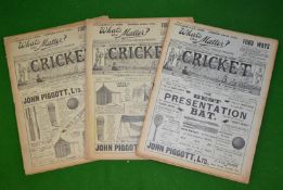 Collection of 1905 Cricket Magazines - titled Cricket: A Weekly Record Of The Game to incl 8x Vol.