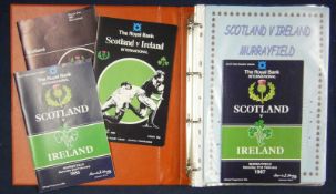 Selection of 1980s Onward Scotland v Ireland Signed Rugby Programmes â€“ all played at