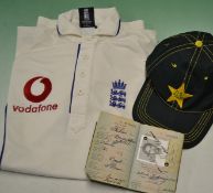 Official England Cricket Shirt - given to Qasim Omar by Wasim Raja of Pakistan t/w a Pakistan