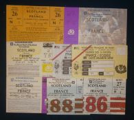 Collection of 1976 Onwards Scotland v France Rugby Match Tickets â€“ to include 10/01/76, on 18/01/