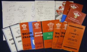 Selection of 1960-80 Wales Rugby Programmes and Signed Rugby Team Sheets â€“ featuring v England