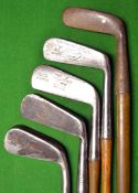 3 x Goose neck putters by Bremner, Gibson and Winton a Kenbar deep faced straight blade and a Gem